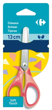 CARREFOUR Tesouras simétricas 13cm Soft touch rosa