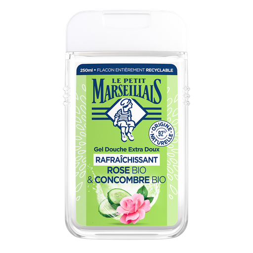 [3574661774176] LE PETIT MARSEILLAIS Gel douche extra doux rafraîchissant rose et concombre bio 250 ml
