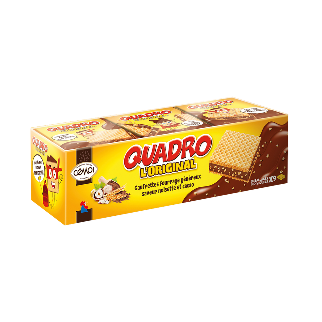CEMOI Quadro gaufrettes fourrées praliné noisette et cacao 187 g
