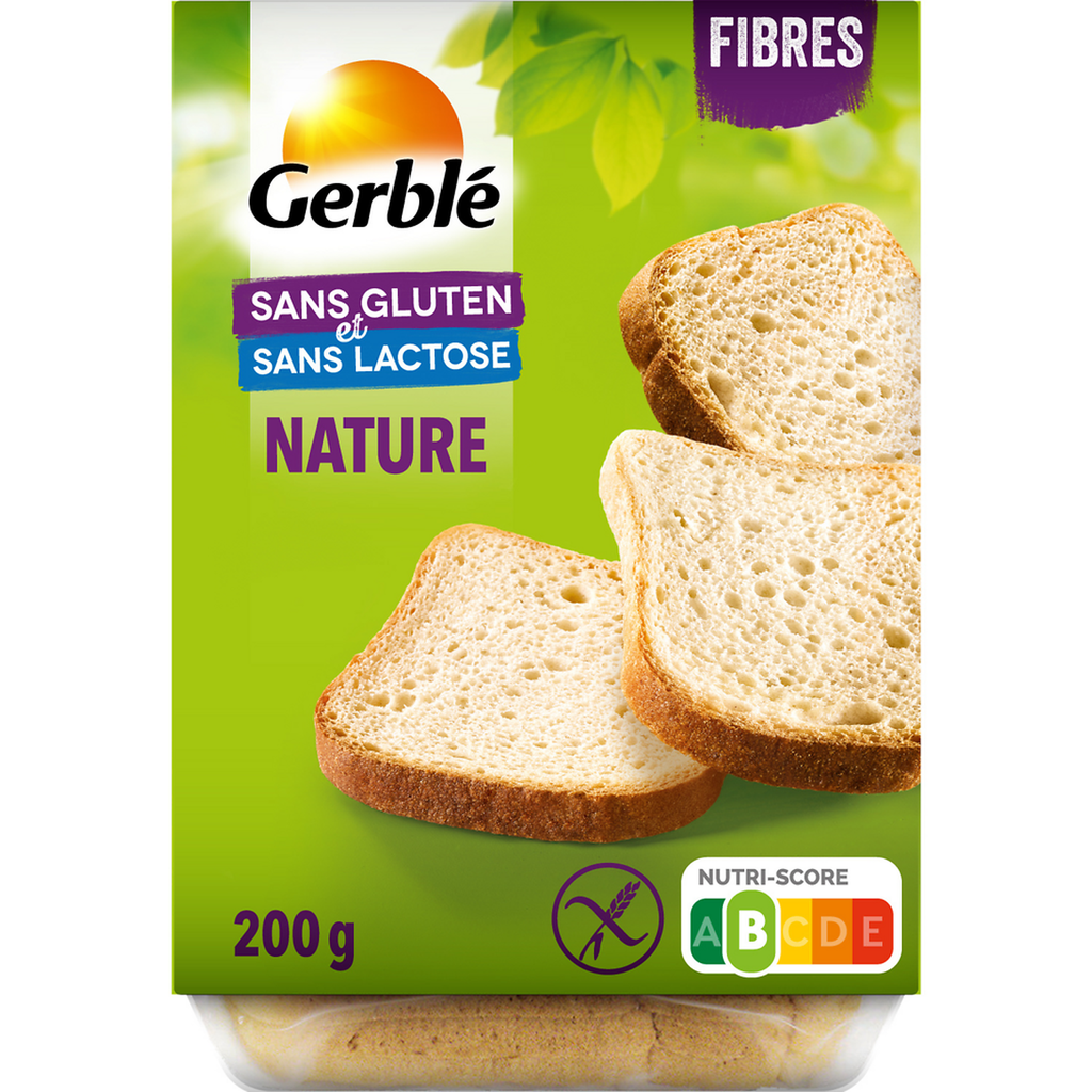 GERBLE Pan de molde rebanado natural sin gluten y lactosa 200 g