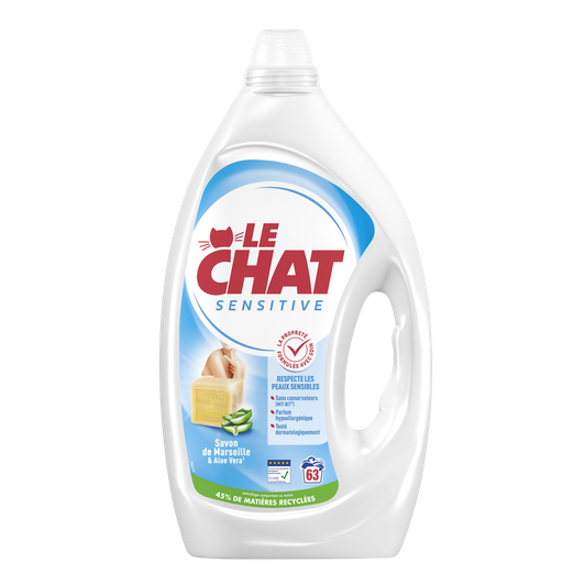 [3178041361897] LE CHAT Lessive liquide Sensitive Savon de Marseille & Aloe Vera 2.835 L