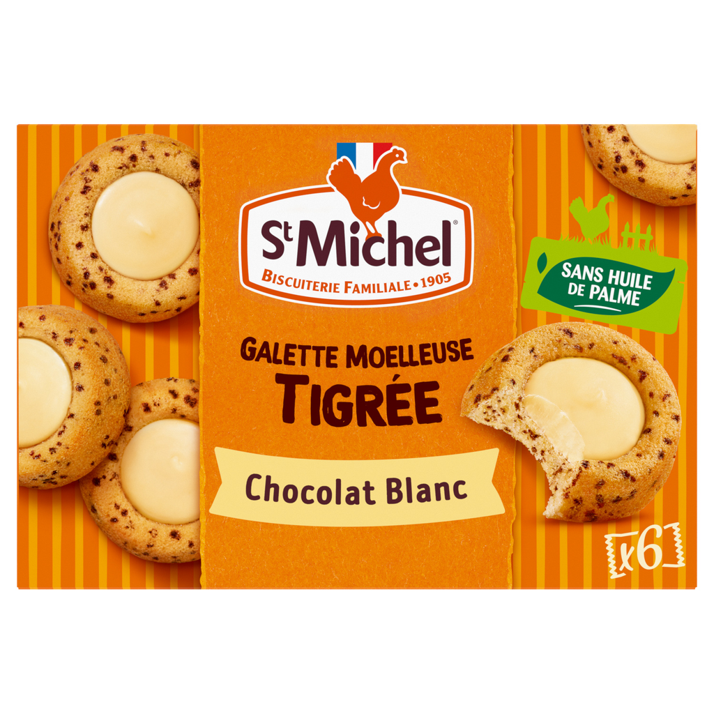 ST MICHEL Galette moelleuse tigrée au chocolat blanc 180 g