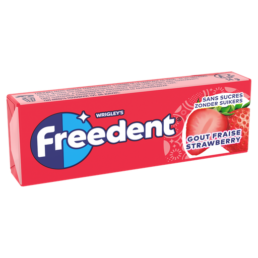 [0000040099576] FREEDENT Pastilha elástica sabor morango sem açúcar 10 pastilhas