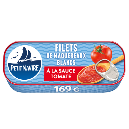 [3019089043591] PETIT NAVIRE White Mackerel Fillets in Tomato Sauce 169 g
