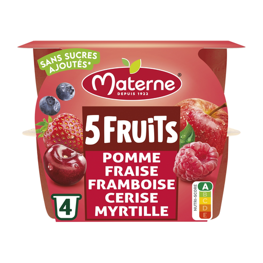 [3021760980101] MATERNE Especialidade maçã morango framboesa cereja mirtilo 4 x 100 g