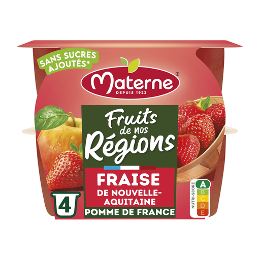 [3021760980224] MATERNE Compota Maçã Morango Sem Açúcares 4x100g