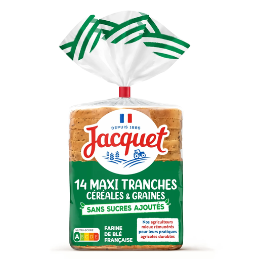 [3029330067047] JACQUET Pão de Forma Maxi Fatias Cereais e Sementes 550 g