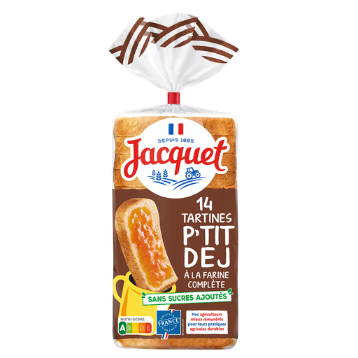 [3029330069898] JACQUET Pan de Molde Tartine Petit Déj Harina Integral Sin Azúcares Añadidos 400 g