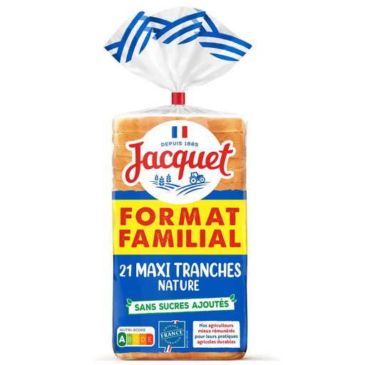 [3029330071273] JACQUET Pão de forma natural fatias grandes sem açúcares adicionados 825 g