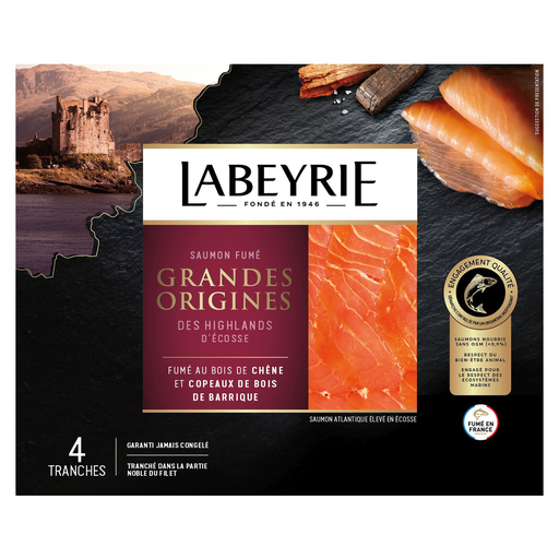 [3033610080831] LABEYRIE Scottish Atlantic Smoked Salmon 4 slices 120g