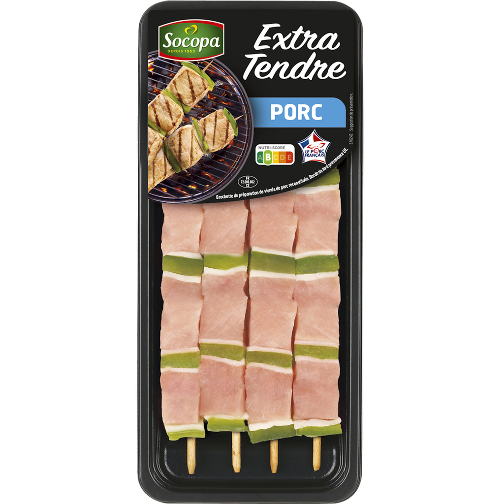 SOCOPA Extra Tender Pork Skewers Plain, 340 g