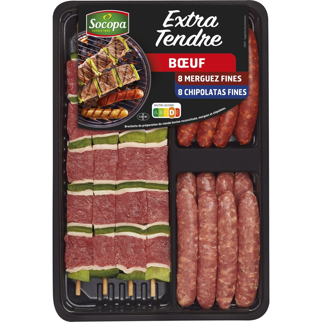 SOCOPA Tabuleiro churrasco grelhados extra tenra de Vaca nature 700 g