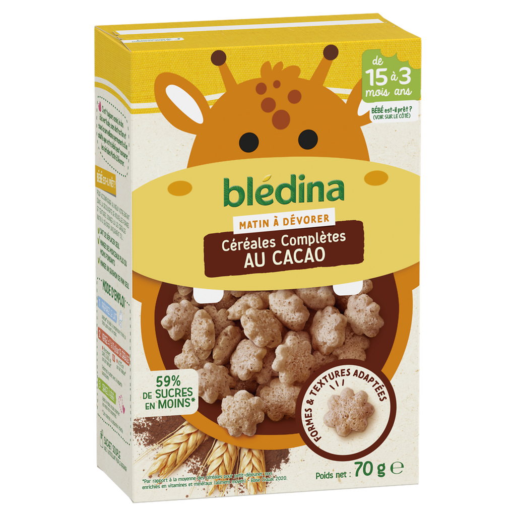 BLEDINA Whole grain baby cereals with cocoa, 70 g