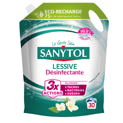 [3045206381246] SANYTOL Lessive Liquide Recharge Désinfectante Fraîcheur Florale 1,5 L