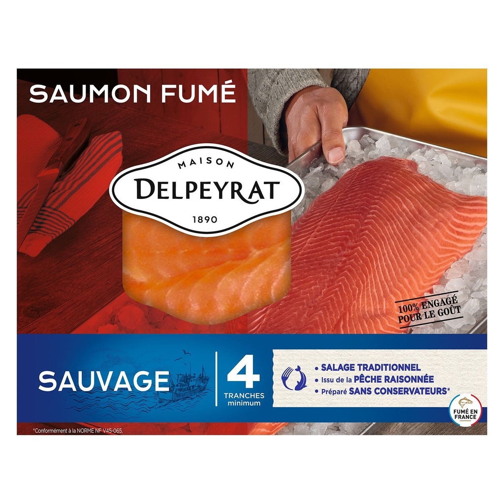 DELPEYRAT Saumon fumé sauvage 4 tranches 120 g