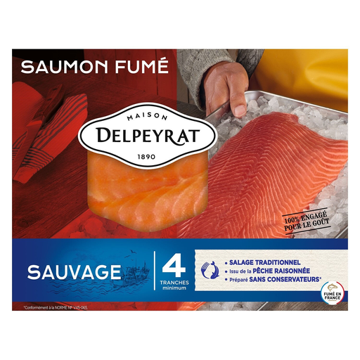 [3067163661001] DELPEYRAT Salmão fumado selvagem 4 fatias 120 g