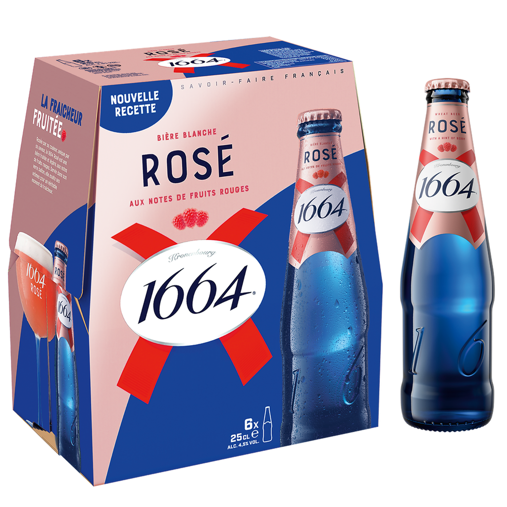 1664 Bière Rosé Aux Fruits Rouges 4.5% Pack Bouteilles 6X25Cl