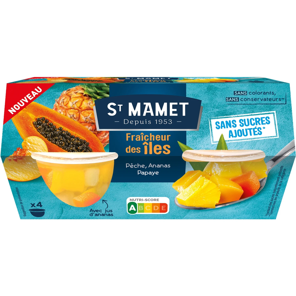SAINT MAMET Salada de Fruta Fraîcheur des Îles 4 copos de 113g