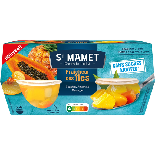 [3080920996369] SAINT MAMET Fruit Salad Fraîcheur des Îles 4 pots of 113g