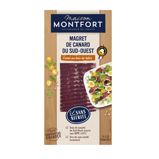 [3104544012868] MAISON MONTFORT Sliced smoked duck breast beechwood IGP 80 g