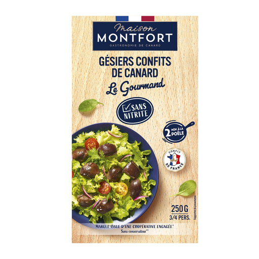 [3104544073678] MAISON MONTFORT Whole Duck Gizzards Confit Nitrite-Free 250 g