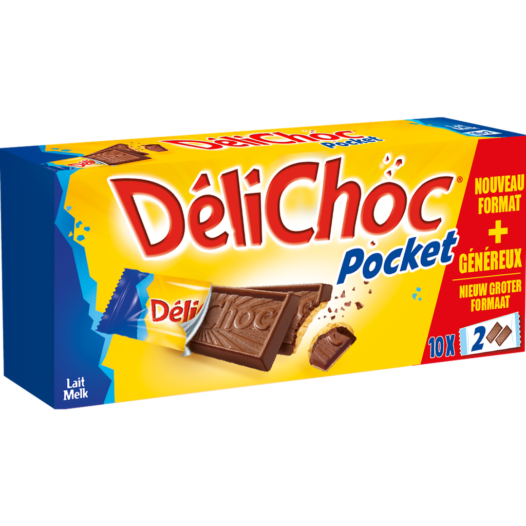 DELICHOC Biscuits pocket au chocolat au lait 250 g