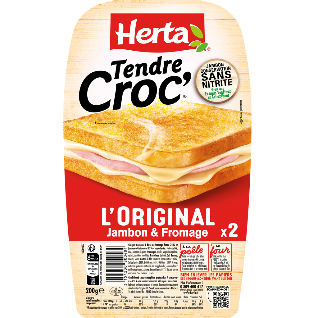 HERTA Tendre Croc' l'original jamón y queso 200 g