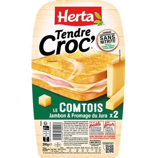 [3154230800576] HERTA Croque-Monsieur Ham Le Comtois Tendre Croc' 200 g