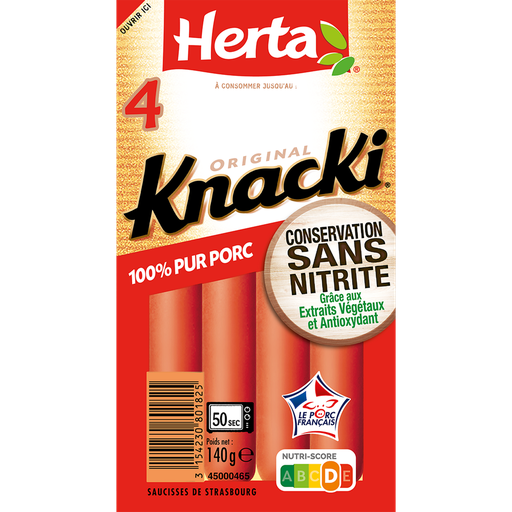 [3154230801825] HERTA Knacki Original Pork Sausages No Nitrite 140 g