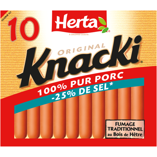 [3154230801900] HERTA Knacki Sausages 100% pure pork reduced salt 10 350 g