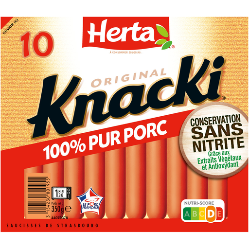 [3154230801955] HERTA Knacki Original Pork Sausages No Nitrite x10 350g
