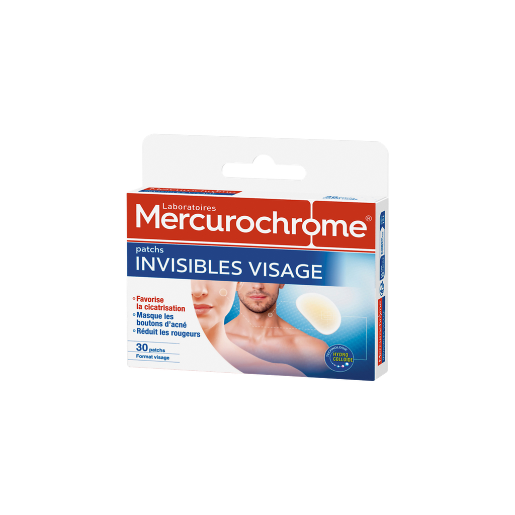 MERCUROCHROME Patchs Invisibles Visage Technologie Hydrocolloïde 30 unités