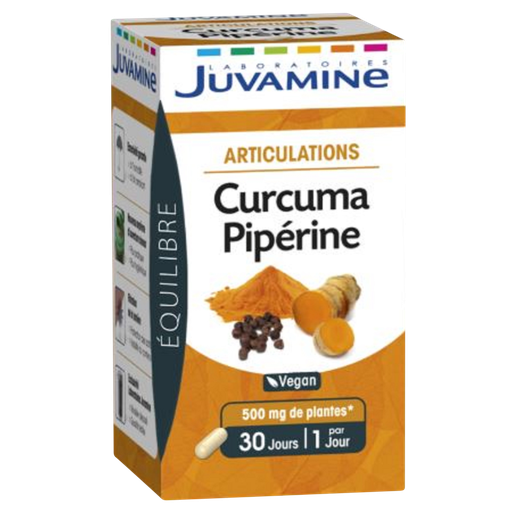 [3160920644580] JUVAMINE Suplemento Cúrcuma Piperina Articulações 30 cápsulas 12g