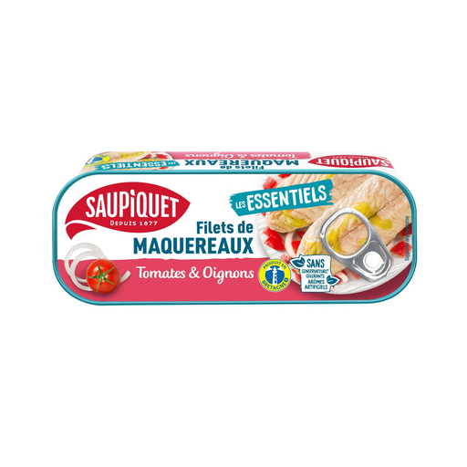 [3165950223989] SAUPIQUET Mackerel fillets with tomatoes and onions 120 g