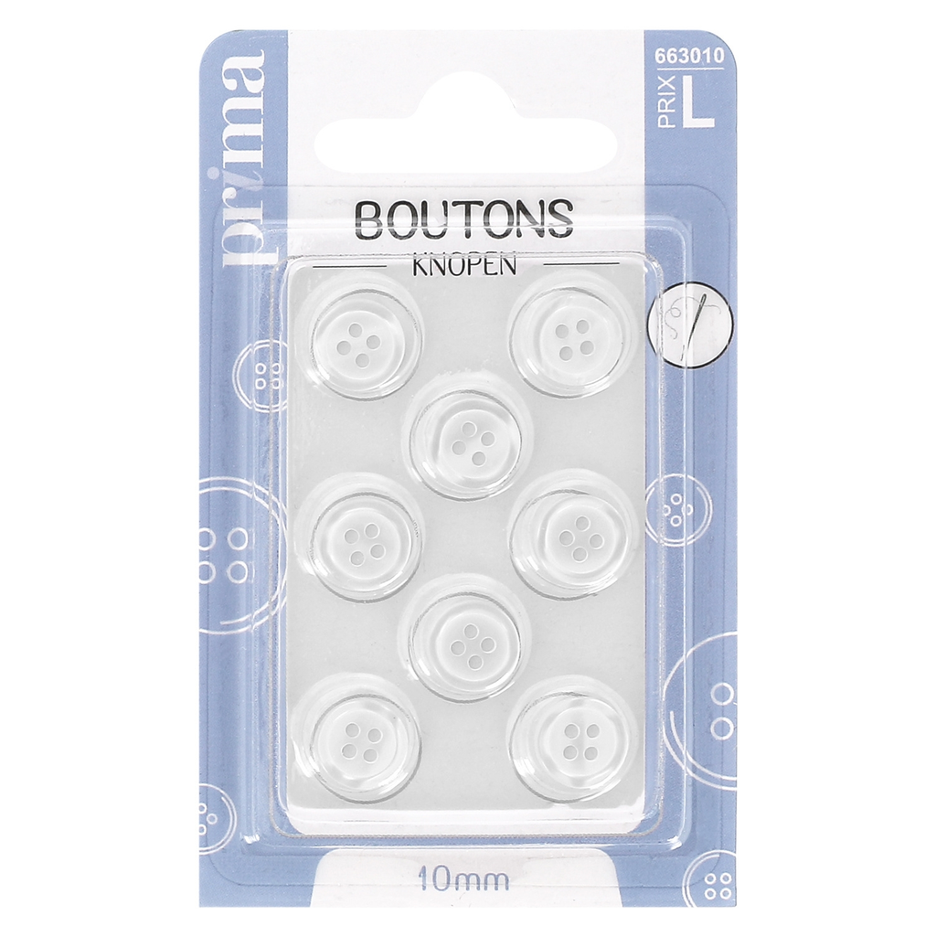 PRIMA White Buttons 10mm x8