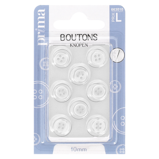 [3031446630107] PRIMA Botões brancos 10mm x8