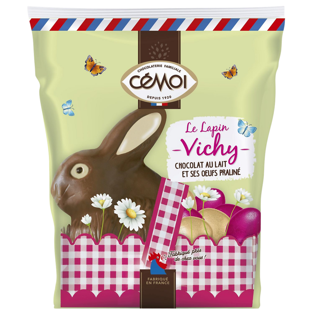 CEMOI Le Lapin Vichy en chocolat au lait et ses oeufs praliné 154 g