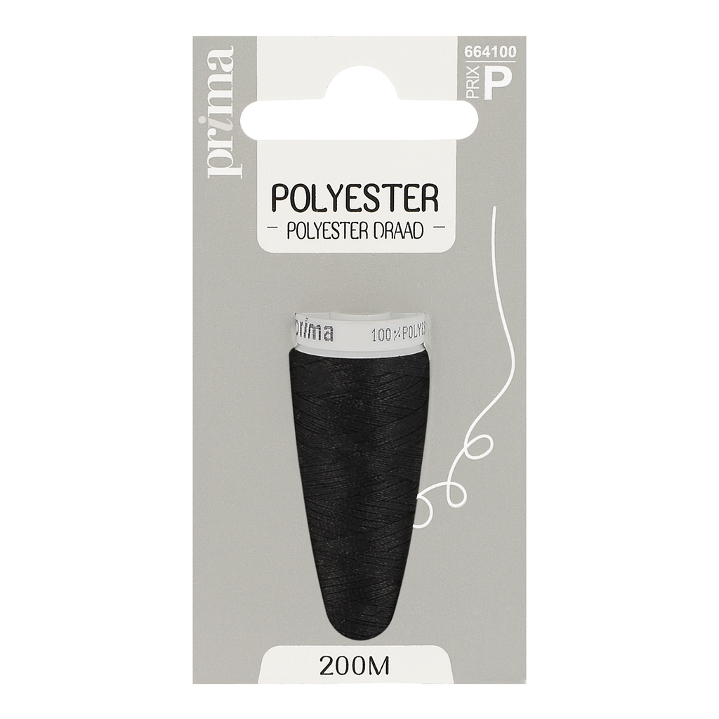 PRIMA Black polyester thread 200m