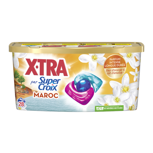 [3178041364317] SUPER CROIX Lessive capsules Maroc fleur d'oranger et lait d'amande 28 capsules