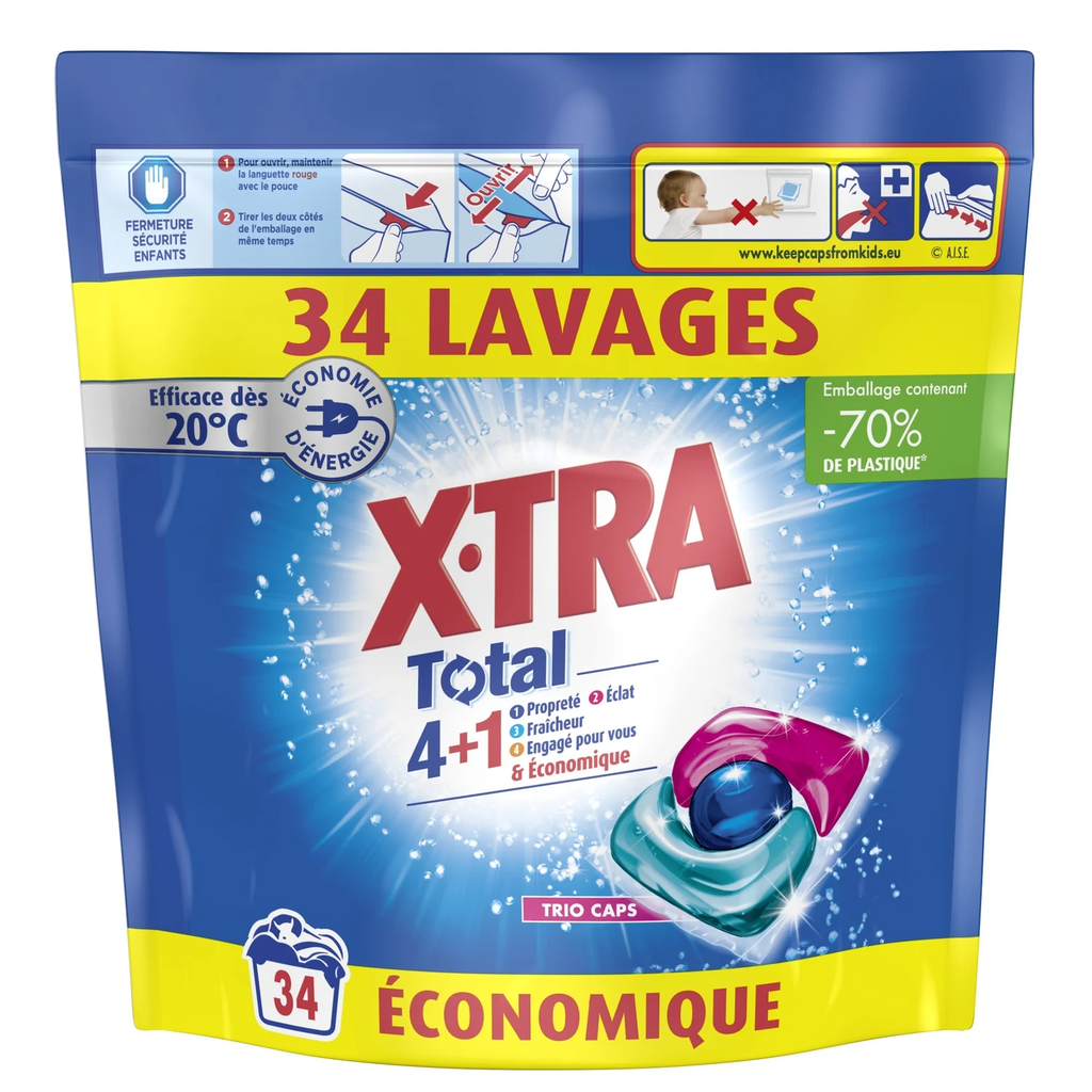 X-TRA Lessive capsules Total 4+1 34 lavages