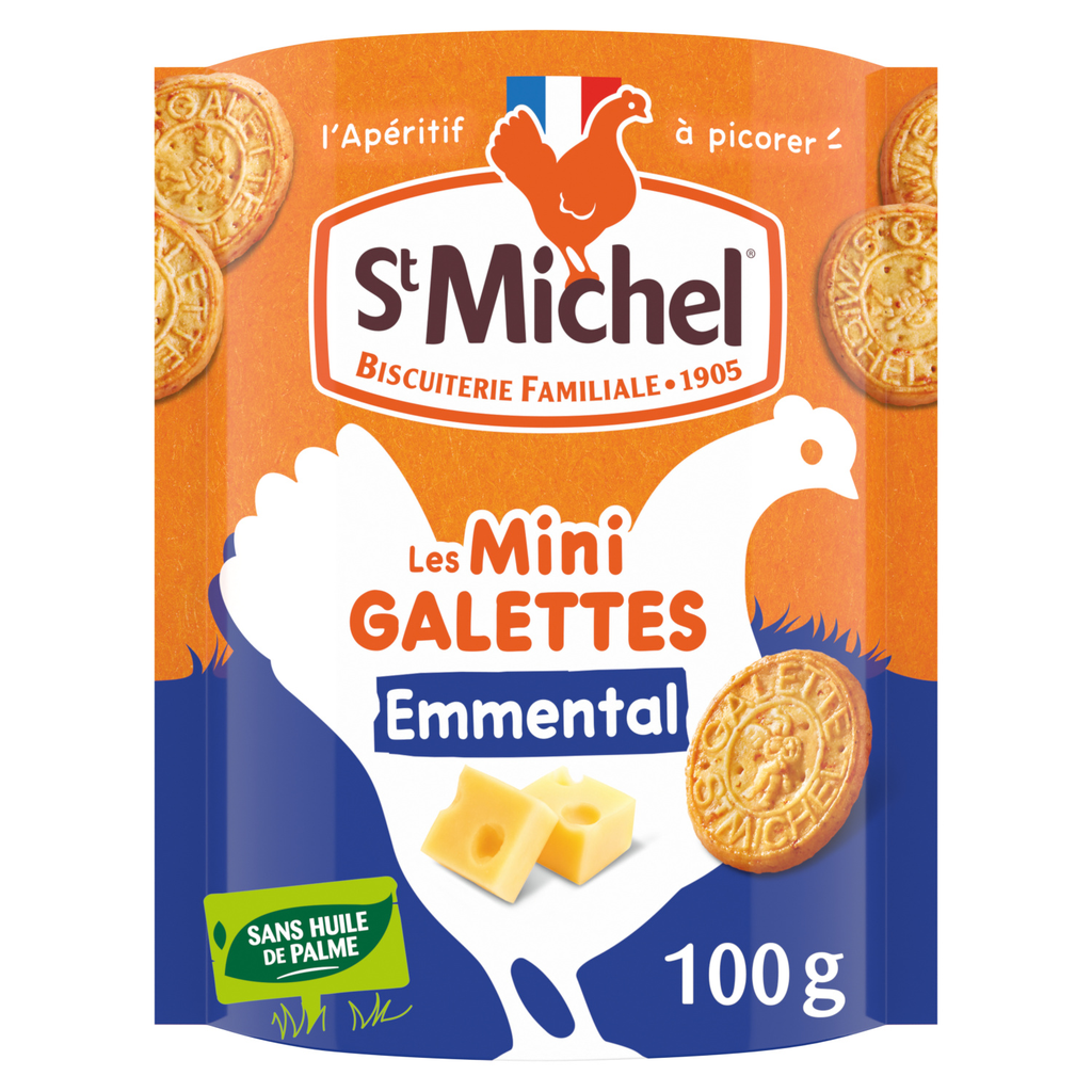 ST MICHEL Biscuits Apéritifs Minis Galettes Emmental Français 100 g
