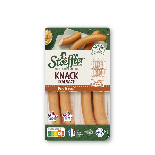 [3180950007414] STOEFFLER La Knack d'Alsace French Pork and Beef Sausage 4 x 55 g