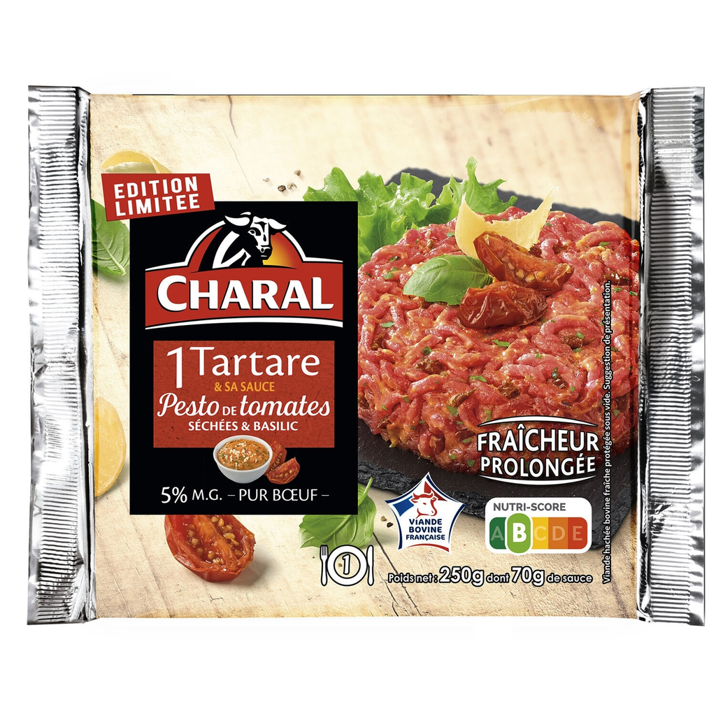 CHARAL Tartare de bœuf sauce pesto tomates 250 g