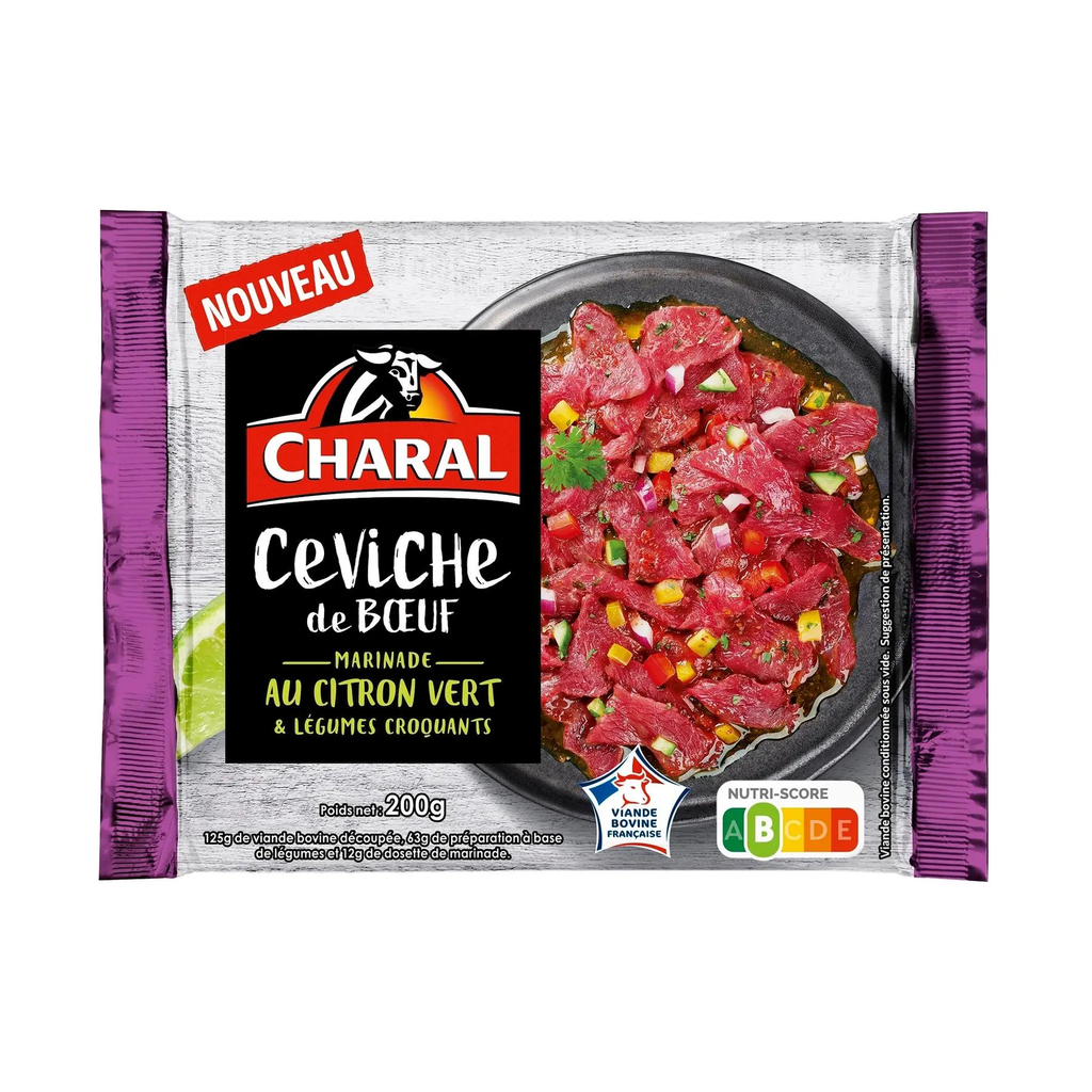 CHARAL Ceviche de BOEUF marinade citron vert et légumes croquants 200 g