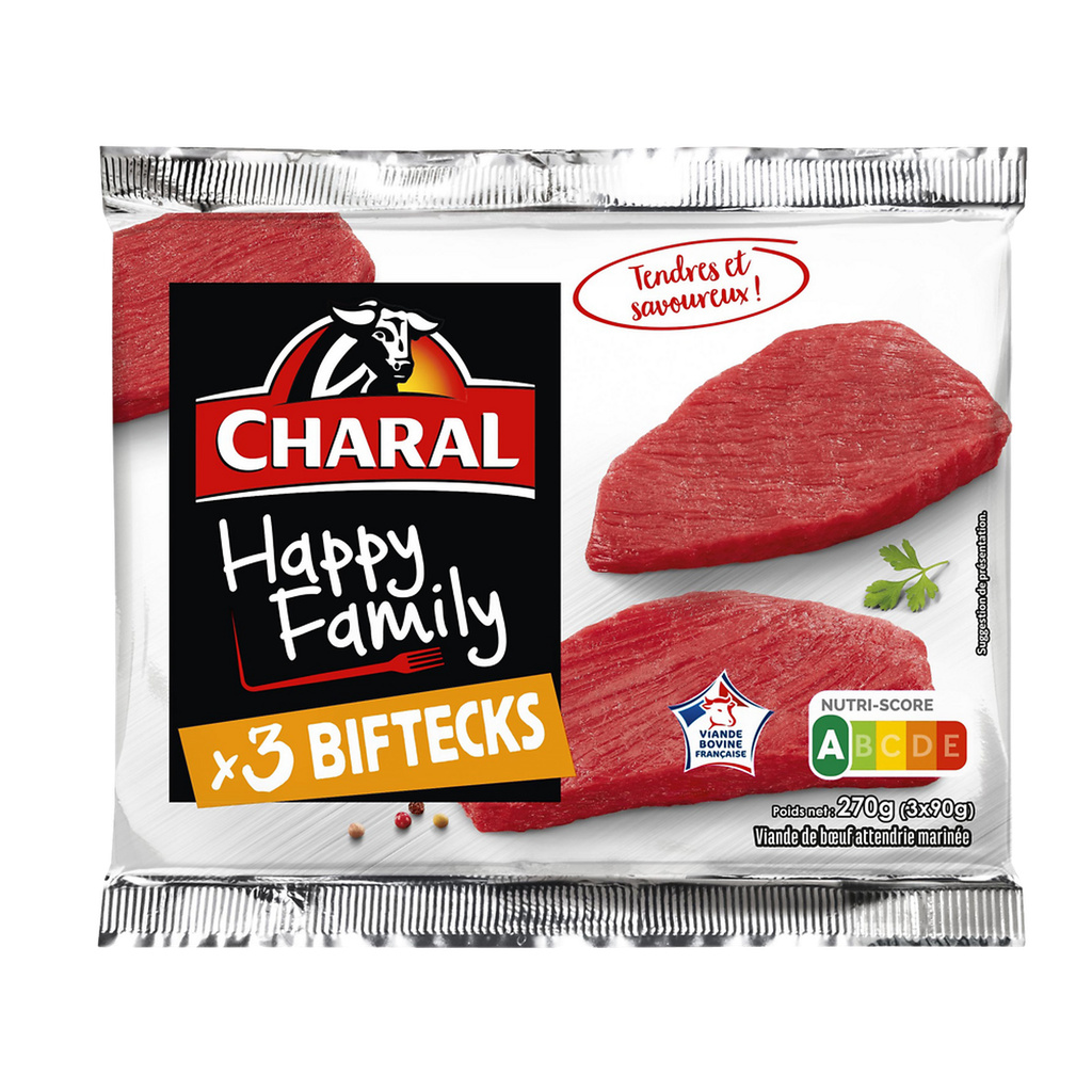 CHARAL Viande Bovine Bifteck Happy Family 270 g