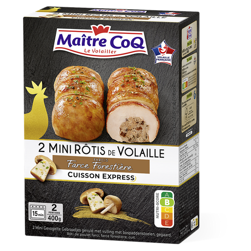[3230890011320] MAITRE COQ Mini poultry roast with forest stuffing, cooked, 2 pieces 400 g