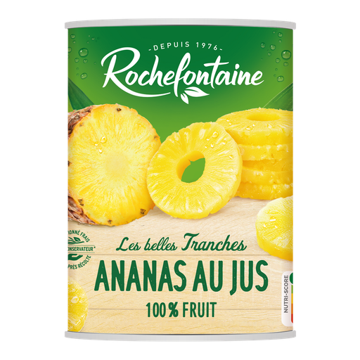 [3255693000357] ROCHEFONTAINE Tranches entières d'ananas au jus 565 g