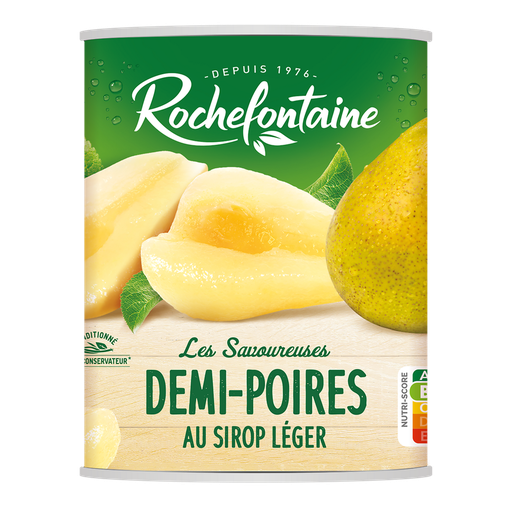 [3255693000494] ROCHEFONTAINE Demi poires au sirop léger 410 g