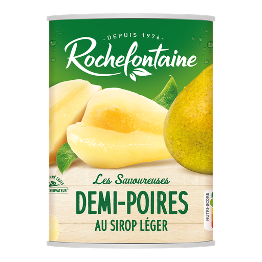 [3255693000500] ROCHEFONTAINE Demi poires au sirop léger 820 g