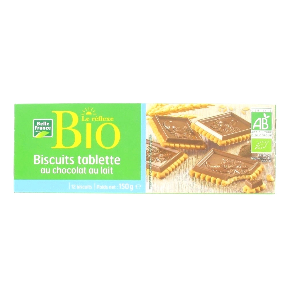 BELLE FRANCE Petit Beurre Tablete Chocolate de Leite Bio 150 g